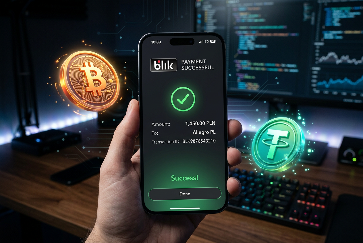 Potwierdzenie płatności BLIK i kryptowalut na smartfonie w kasynie online